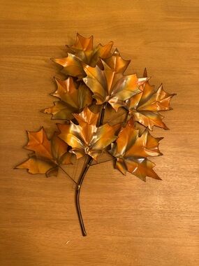 Vintage MCM copper maple leaf wall decor